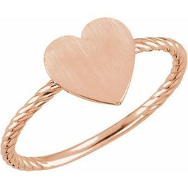 Heart Engravable Rope Ring