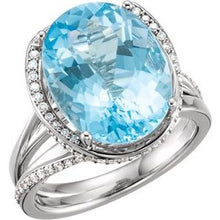 Load image into Gallery viewer, Swiss Blue Topaz &amp; 1/2 CTW Diamond Spiral Ring
