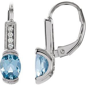 Aquamarine & .08 CTW Diamond Earrings