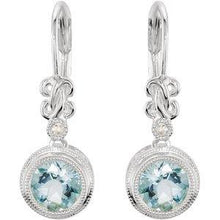 Load image into Gallery viewer, Aquamarine &amp; .02 CTW Diamond Earrings
