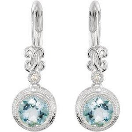Aquamarine & .02 CTW Diamond Earrings
