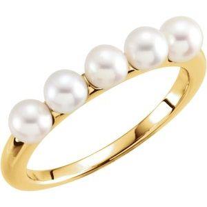 4-4.5 mm Five-Stone Pearl Ring