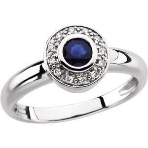 Sapphire & .06 CTW Diamond Ring