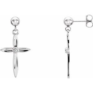 .04 CTW Diamond Cross Earrings