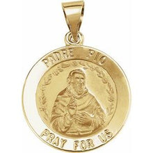 Load image into Gallery viewer, 18 mm Round Hollow Padre Pio Medal
