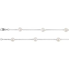 14K White Cultured White Freshwater Pearl  14-Station 18