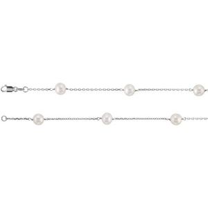 14K White Cultured White Freshwater Pearl  14-Station 18