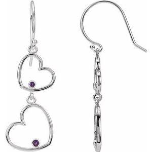 Amethyst Double Heart Earrings