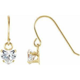 4x4 mm Cubic Zirconia Youth Heart Earrings