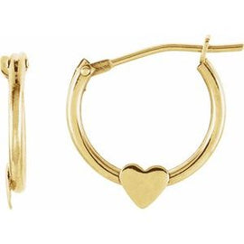 Hinged Hoop Earrings with Heart