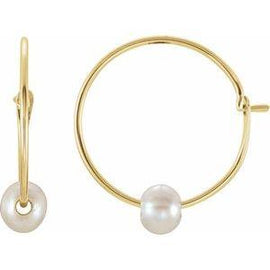 Youth Freshwater Cultured Pearl Hoop Earrings