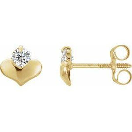 2.25 mm Round Cubic Zirconia Heart Earrings