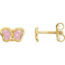 Pink Enamel Butterfly Earrings