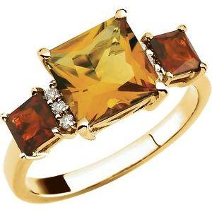 Citrine & .06 CTW Diamond Ring