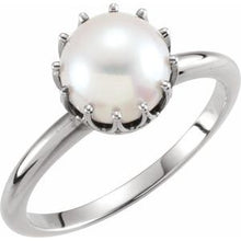 Load image into Gallery viewer, Sterling Silver Cultured White Freshwater Pearl Crown Ring
