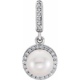 Freshwater Cultured Pearl & .07 CTW Diamond Pendant