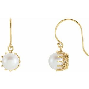 7.5-8 mm Freshwater Cultured Pearl Crown Earrings