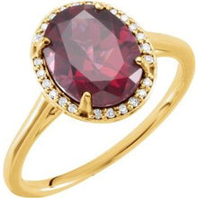 Load image into Gallery viewer, 10x8 mm Oval Rhodolite Garnet &amp; .06 CTW Diamond Ring
