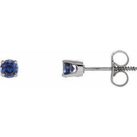 3 mm Round Blue Sapphire Youth Birthstone Earrings