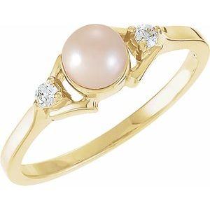 Akoya Cultured Pearl & .06 CTW Diamond Ring