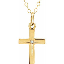 Load image into Gallery viewer, .005 CT Diamond Cross 15&quot; youth Necklace
