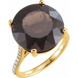 Smoky Quartz & 1/4 CTW Accented Diamond Ring