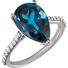 Load image into Gallery viewer, London Blue Topaz &amp; 1/4 CTW Diamond Ring
