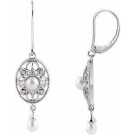 Freshwater Cultured Pearl & .05 CTW Diamond Earrings
