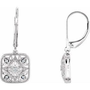 1/10 Diamond Accented Lever Back Earrings