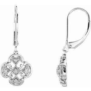 .07 CTW Diamond Accented Lever Back Earrings