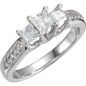 1 1/8 CTW Diamond Three-Stone Accented Anniversary Band