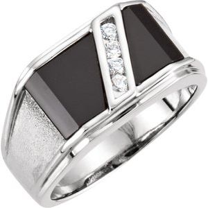 Onyx & 1/8 CTW Diamond Bezel-Set Ring