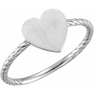 Heart Engravable Rope Ring