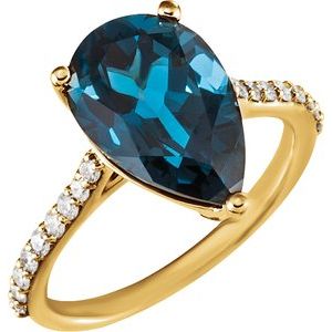 London Blue Topaz & 1/4 CTW Diamond Ring