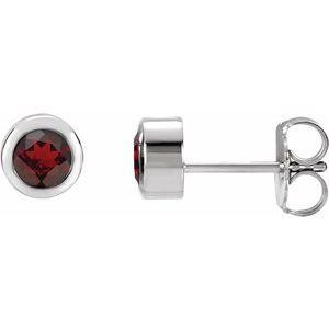 4 mm Round Genuine Mozambique Garnet Birthstone Earrings