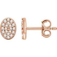 Load image into Gallery viewer, 1/6 CTW Diamond Oval Cluster Earrings
