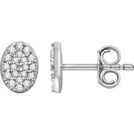1/6 CTW Diamond Oval Cluster Earrings