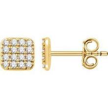 Load image into Gallery viewer, 1/5 CTW Diamond Square Cluster Earrings
