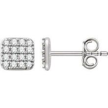 Load image into Gallery viewer, 1/5 CTW Diamond Square Cluster Earrings
