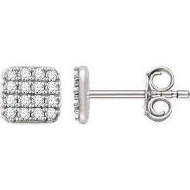 1/5 CTW Diamond Square Cluster Earrings