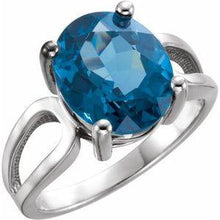 Load image into Gallery viewer, 12x10 mm Oval London Blue Topaz Ring
