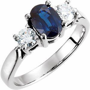 Blue Sapphire & 3/8 CTW Diamond Ring