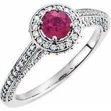 Load image into Gallery viewer, Ruby &amp; 5/8 CTW Diamond Engagement Ring
