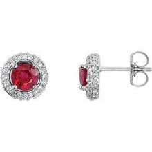 Load image into Gallery viewer, Ruby &amp; 1/3 CTW Diamond Earrings
