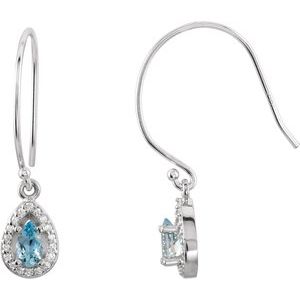 Aquamarine & 1/10 CTW Diamond Earrings