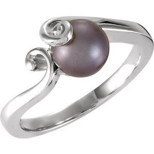 Solitaire Pearl Freeform Ring