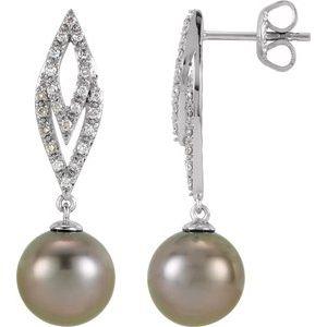 Tahitian Pearl & 1/4 CTW Diamond Earrings