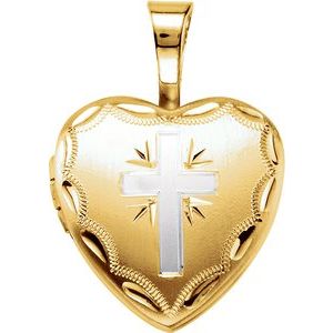 Gold-Plated Heart Cross Locket