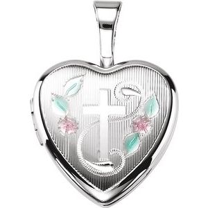 Cross Heart Locket with Epoxy