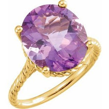 Load image into Gallery viewer, 14x12 mm Amethyst Rope Ring
